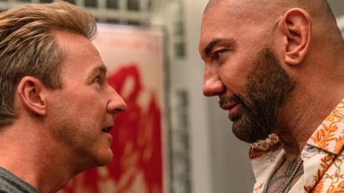 GLASS ONION: A KNIVES OUT MYSTERY Stills Offer A First Look At Dave Bautista, Kathryn Hahn, And More